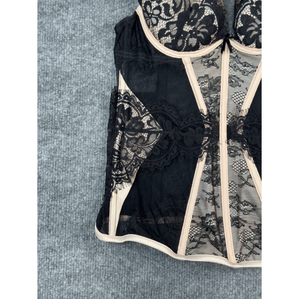 Ann Summers Black Lace Bustier Corset Top 34B Underwire Sheer Mesh - Picture 6 of 15
